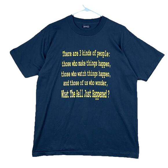 Vintage 90s Fruit of the Loom BEST T-Shirt Made USA Single Stitch Funny Quote L - Picture 1 of 7